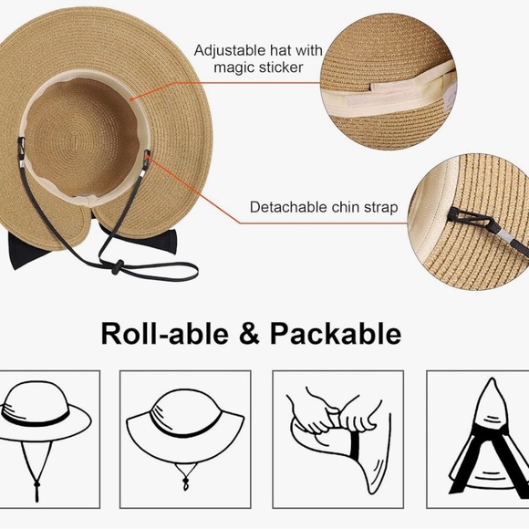 Stylish Premium Straw Hat with Black Ribbon Band by Verabella - Picture 6 of 6